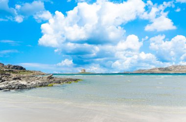 La Pelosa güneşli bir plaj manzara