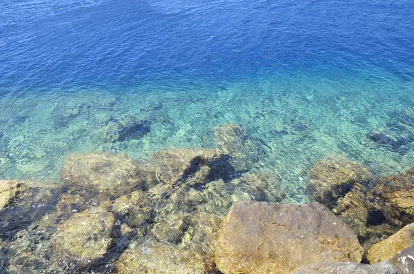 Adriyatik Denizi Hırvatistan Brela Okyanus Güneşli Bir Günde — Stok fotoğraf