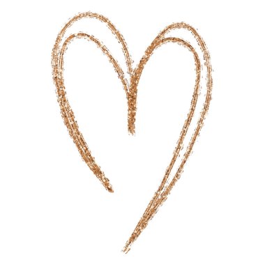 Altın parıltılı sıvı altın kalp fırçası darbesi. Dokusal dijital sanat. Dekorasyon kartları, davetiyeler, düğün, afiş, poster, reklam, logo, marka, dövme, çıkartma.