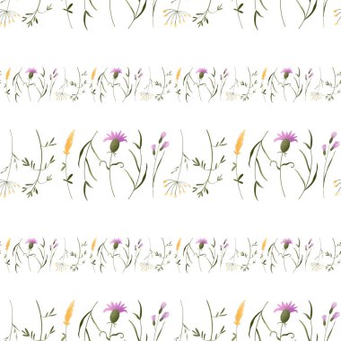 Yeşil çim dalları yaz bitkisi, çiçek. Beyaz arka planda desensiz dijital sanat karesi. Kumaş, kıyafet, kartpostal, düğün, davetiye, ambalaj kağıdı baskısı.