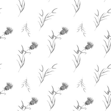 Çimen tohumu yaz bitkisi, çiçek. Beyaz arka planda basit bir sanat karesi çizimi. Kumaş, kıyafet, kartpostal, düğün, davetiye, ambalaj kağıdı baskısı.
