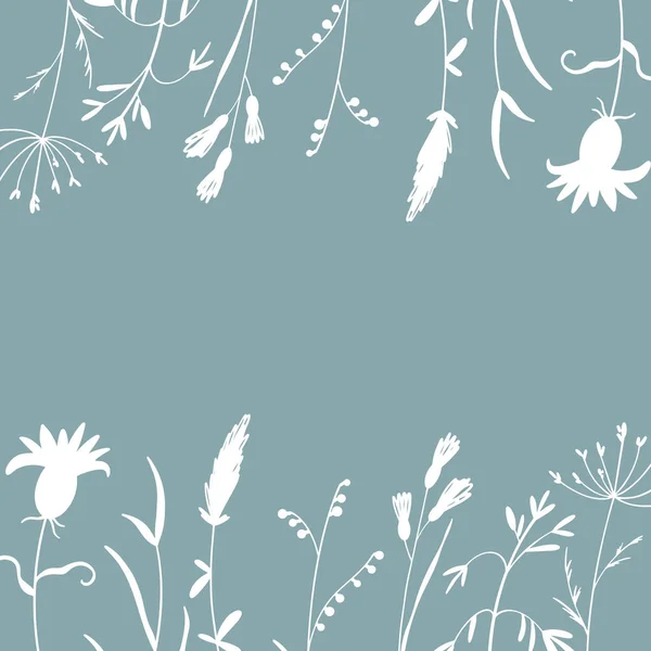 Гілочки Трави Літня Рослина Квітка Цифрове Мистецтво Квадратної Рамки Фоні — стокове фото