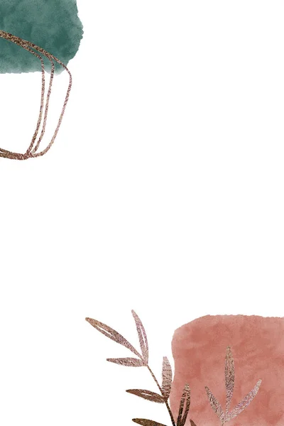 Manchas Pinceladas Memphis Estilo Bege Rosa Ouro Retangular Cartão Fundo — Fotografia de Stock