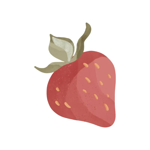 Kawaii红粉草莓 带有完整的水果种子 纹理水彩画数字艺术 用于贺卡 包装纸 纺织品 织物印刷 — 图库照片