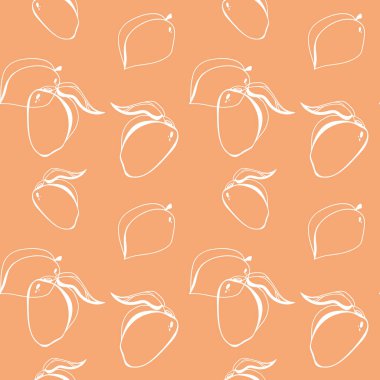 Turuncu arka planda kayısı karesi, dikişsiz desen. Dijital karalama sanatı. Kumaş, mutfak, menü, tekstil, ambalaj kağıdı, duvar kağıdı.