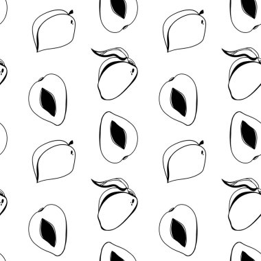 Beyaz arka planda kayısı karesi dikişsiz desen. Dijital karalama sanatı. Kumaş, mutfak, menü, tekstil, ambalaj kağıdı, duvar kağıdı.