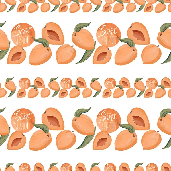 Marillenfrucht Warme Orange Farbe Quadratische Nahtlose Muster Auf Weißem Hintergrund — Stockfoto