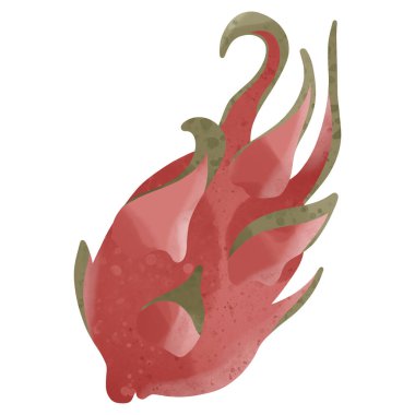 Çukurlu kawaii pembe pitaya meyvesi. Tam kaktüs meyvesi. Dokusal suluboya dijital düz sanat. Etiket, ambalaj, ambalaj kağıdı, sosyal medya iletisi için yazdır.