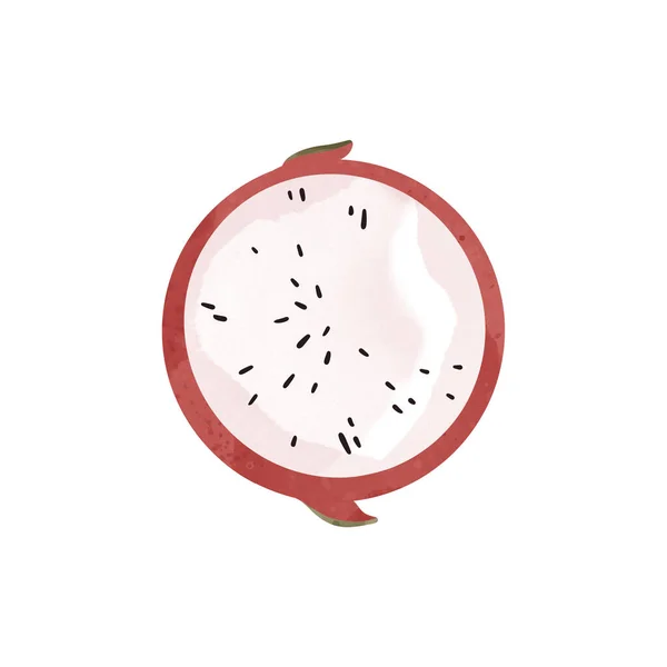 Kawaii Różowy Owoc Pitaya Dołów Krojony Krąg Owocowy Teksturalny Akwarela — Zdjęcie stockowe