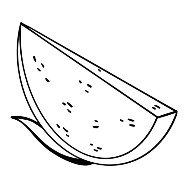 Kawaii Slice Pitaya Cactus Fruit Top View Digital Doodle Outline — Stock Photo, Image