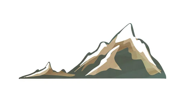 Kawaii Trend Beige Gröna Berg Med Snö Texturala Akvarell Platt — Stockfoto