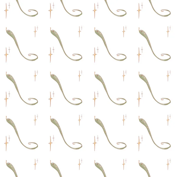 Okkulte Magische Schlangenhalloween Muster Nahtloses Muster Auf Weißem Hintergrund Textuelle — Stockfoto