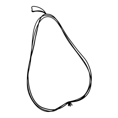 Şirin kawaii siyah armut tüm meyveyi izole eder. Dijital karalama sanatı. Paketleme, dövme, çıkartma, marka, sosyal medya postası, ambalaj kağıdı, kartpostal, boyama sayfaları için yazdır.