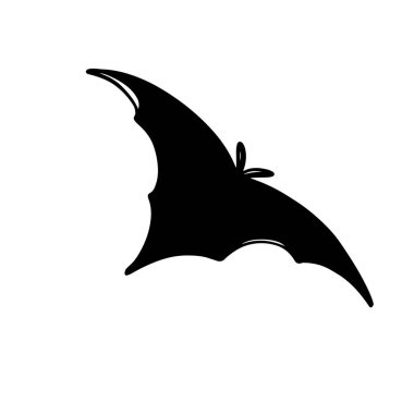 Şirin kawaii ürkütücü yarasa siyah silueti. Dijital karalama sanatı. Paket, kartpostal, etiket, ambalaj kağıdı, reklam, marka, kumaş, boyama sayfası.