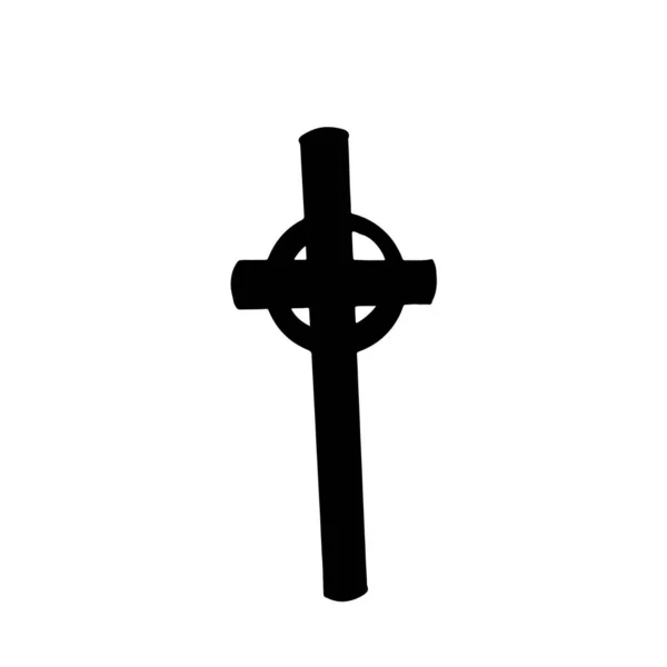 Симпатичный Каменный Надгробный Крест Кавайи Цифровой Дудл Очерчивает Искусство Печать — стоковое фото