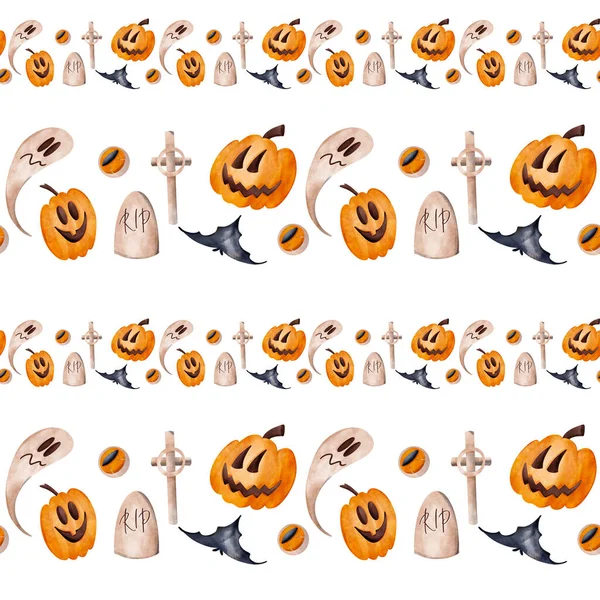 Lindo Kawaii Cuadrado Sin Costuras Patrón Vacaciones Halloween Con Linterna —  Fotos de Stock