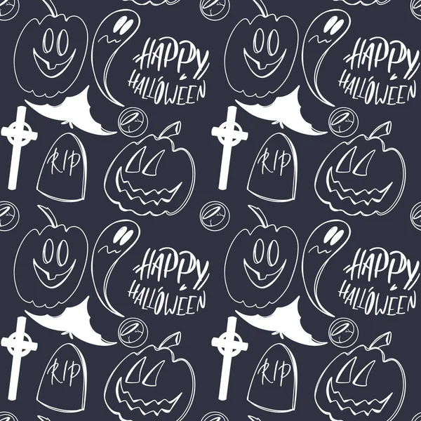 Niedliche Kawaii Quadratische Nahtlose Halloween Feiertagsmuster Mit Kürbis Auf Blauem — Stockfoto