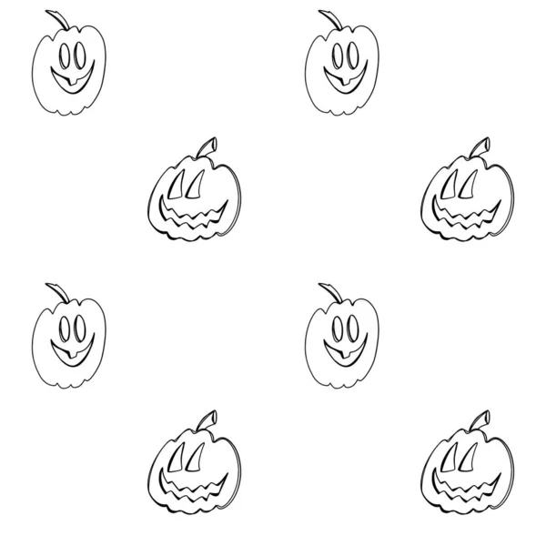 Niedliche Kawaii Quadratische Nahtlose Halloween Feiertagsmuster Mit Kürbis Auf Weißem — Stockfoto