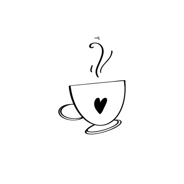 Χαριτωμένο Kawaii Χέρι Που Τσάι Κούπα Καρδιά Καφέ Απομονώνονται Λευκό — Φωτογραφία Αρχείου