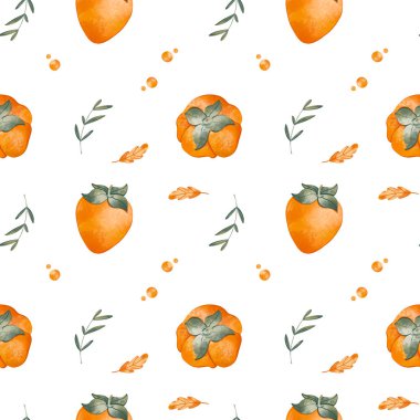 Şirin kawaii dikdörtgen kare desenli ve hurma meyveli. Beyaz arka planda desenli dijital sanat. Paket kağıdı, afiş, kumaş, tekstil, mutfak, kartpostal, davetiye, reklam için yazdır.