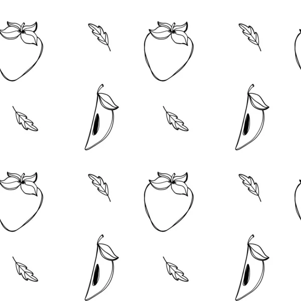 Schattig Kawaii Naadloos Vierkant Patroon Met Persimmon Vruchten Doodle Digitale — Stockfoto