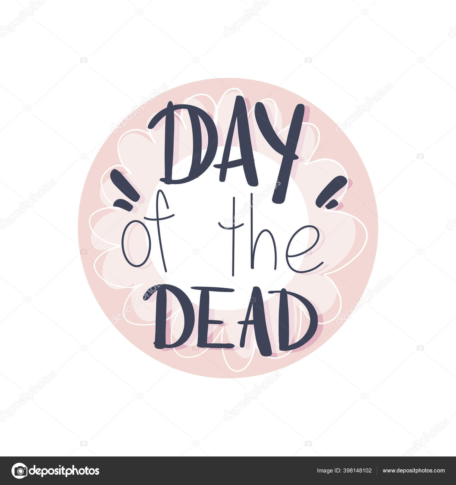 Cute Kawaii Day Death Hand Lettering Emblem Isolated White Background Stock  Photo by © 398148102