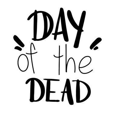 Ölüm günü için sevimli kawai harfleri beyaz arka planda izole edilmiş. Karalama dijital sanat taslağı. Pankart, boyama sayfası, ambalaj, davet, ambalaj kağıdı, tekstil