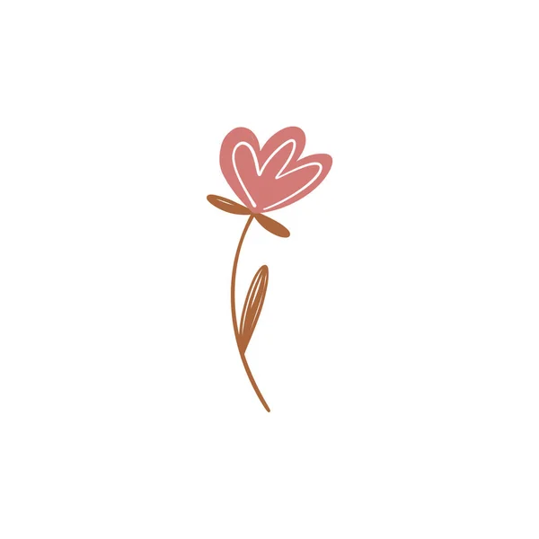 死の日のかわいいかわいいピンクの花の茶色の茎は白い背景に隔離されています フラットデジタルアート バナー ポスター ステッカー パッケージ 招待状 包装紙 織物用の印刷 — ストック写真