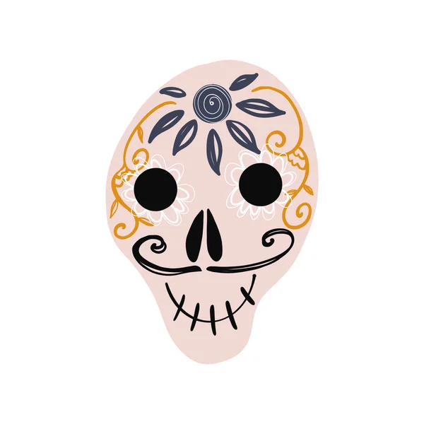 Cute Kawaii Day Death Pink Skull Mustache Isolated White Background — Stock Photo, Image
