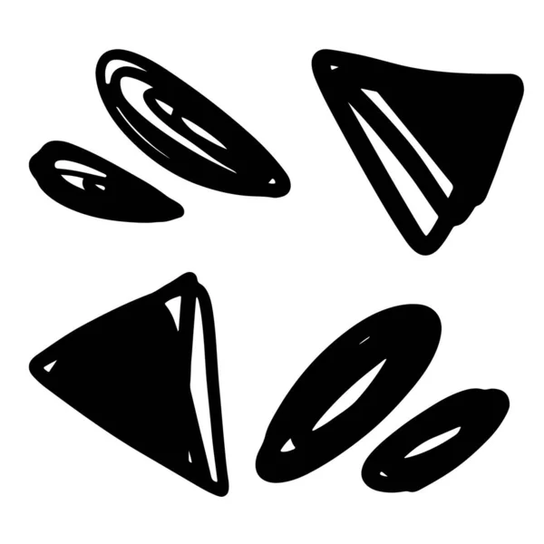 Söt Kawaii Vacker Geometrisk Triangel Och Oval Bläckborste Set Doodle — Stockfoto