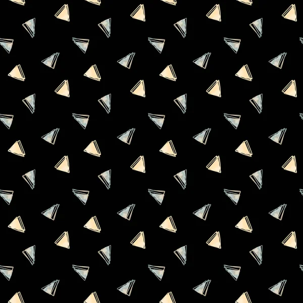Симпатичный Желтый Квадратный Треугольник Черном Фоне Текстурированное Цифровое Искусство Печать — стоковое фото