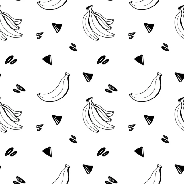 Lindo Patrón Plátano Cuadrado Sin Costuras Kawaii Sobre Fondo Blanco —  Fotos de Stock