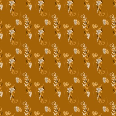 Kawaii sevimli kare kusursuz desenli geleneksel çiçek Meksika 'dan ölüm gününe kadar sarı arka planda. Karalama dijital sanat taslağı. Kumaş, ambalaj kağıdı, ambalaj, poster, davetiye