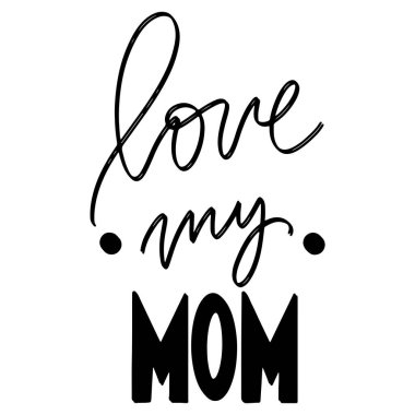 Anneler günü mektupları için sevimli kawaii unsuru. Siyah siluet dijital sanat çocuğunun çizimi. Bir kartpostal, afiş, poster, davetiye, sosyal medya postası, tekstil, giysi oluşturmak için yazdır