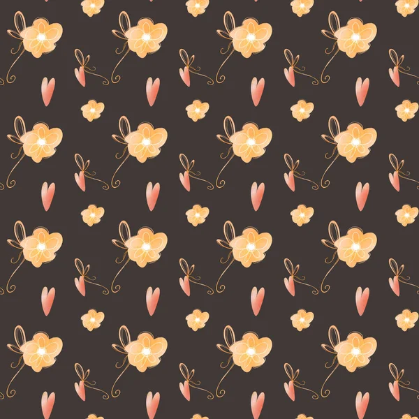 Cute Kawaii Square Seamless Pattern Mother Day Hearts Brown Background — Stock Photo, Image