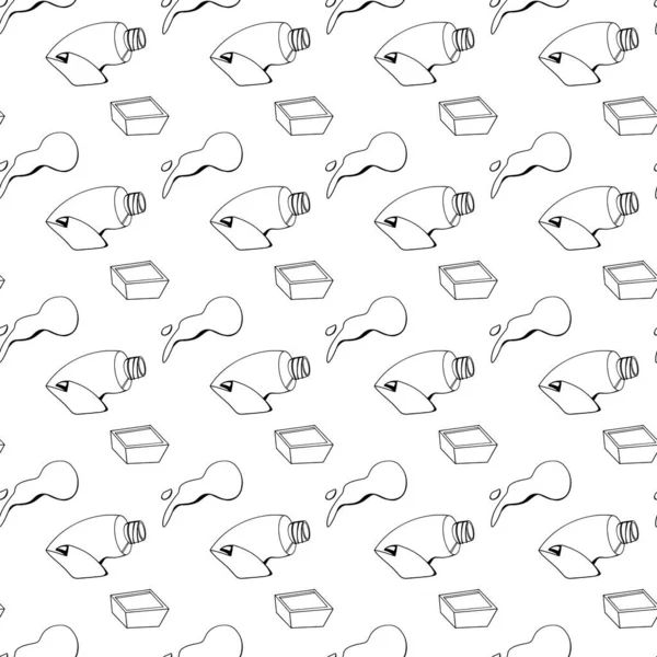 Cute Kawaii Seamless Pattersquare Line 화가는 배경에 튜브를 Doodle 디지털 — 스톡 사진