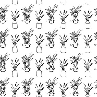 Şirin, rahat kawaii desensiz kare sonbahar dekoru beyaz arka planda kalıyor. Karalama dijital sanat taslağı. Kumaş baskısı, kartpostal, ambalaj kağıdı, çıkartma, yapıştırıcı bant.