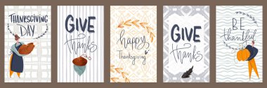 Sevimli, rahat, dikdörtgen kartpostal Sonbahar Şükran Günü 'nü belirliyor. Dokulu düz dijital sanat. Etiket, pankart, menü, ambalaj kağıdı, tekstil, yapıştırıcı bant için yazdır