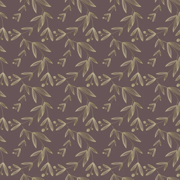 Cozy Kawaii Autumn Leaves Branches Square Seamless Thanksgiving Pattern Brown — Stock Photo, Image