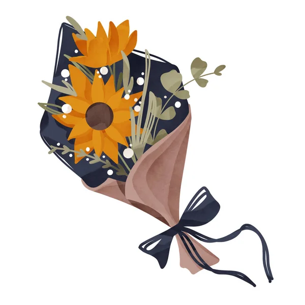 Χαριτωμένο Kawaii Μπουκέτο Λουλούδια Για Δημιουργήσετε Ένα Σχέδιο Ευχετήριες Κάρτες — Φωτογραφία Αρχείου