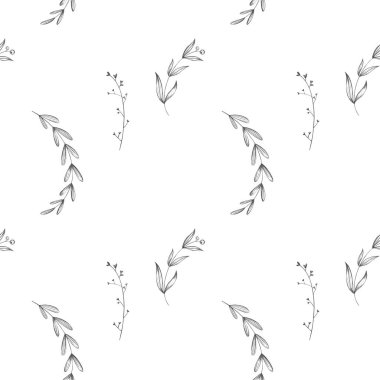 Beyaz arka planda, rahat kare, pürüzsüz sonbahar dalları. Kalem için desenli dijital çizim. Paket kağıdı, kapak, pankart, kartpostal, kumaş, tekstil, duvar kağıdı için yazdır.