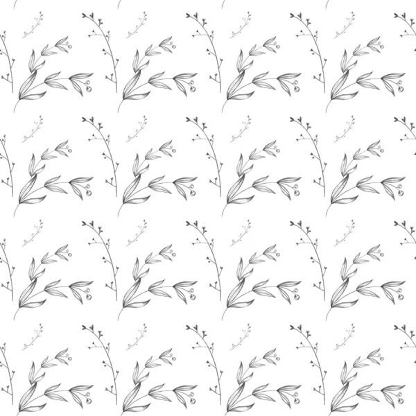 Уютный Квадратный Бесшовный Узор Осенние Ветки Белом Фоне Текстурированный Цифровой — стоковое фото