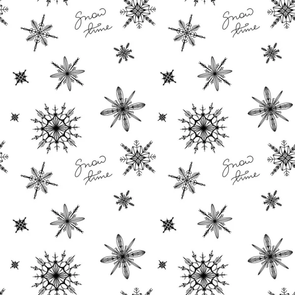 Przytulny Ładny Kwadratowy Bezszwowy Wzór Płatków Śniegu Nowy Rok Białym — Zdjęcie stockowe
