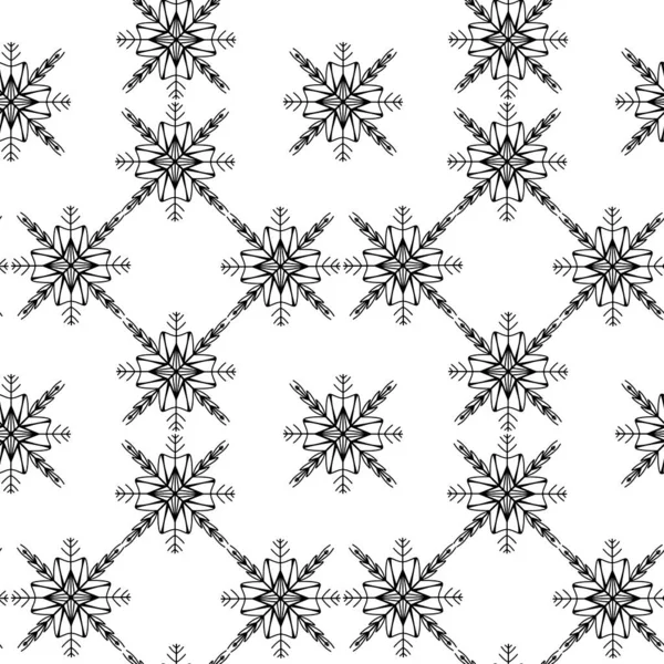 Cozy Cute Square Seamless Snowflake Pattern New Year White Background — Stock Photo, Image