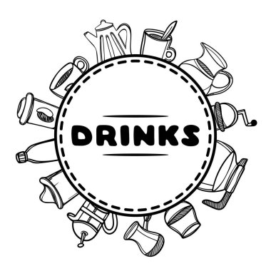 El Cafe için çizilmiş menüsü. Konsept illüstrasyon kroki.