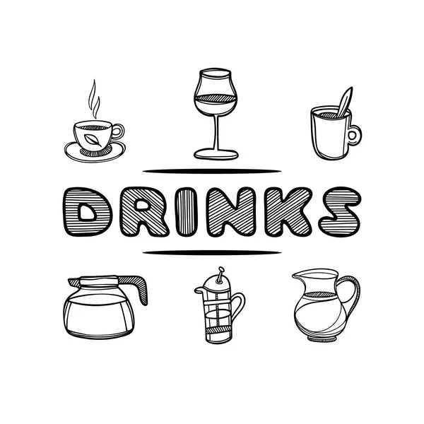 カフェの手描きメニュー。スケッチの概念図. — ストックベクタ