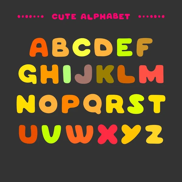 Leuke kleurrijke hand getekende hoofdletter alfabet. Cartoon stijl Abc letters. — Stockvector