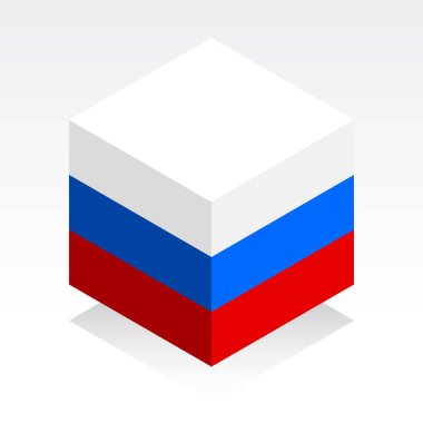 Rus bayrağı. Rusya Federasyonu bayrak beyaz arka plan üzerinde vektör görüntüsü. 3D stil ikonu