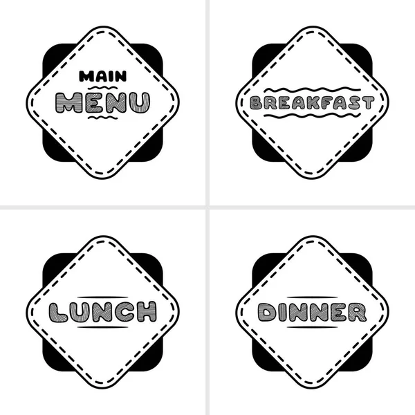 Set de 4 menús dibujados a mano para cafetería. Ilustración del concepto de boceto . — Vector de stock