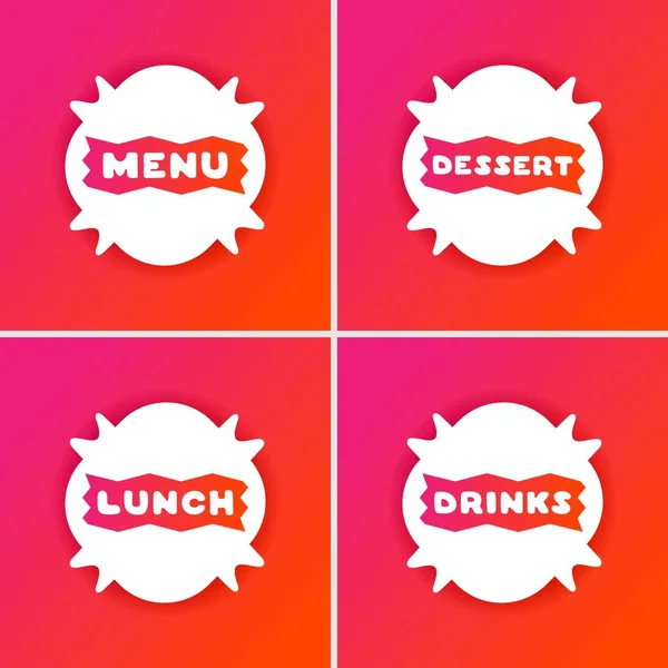 Set van 4 kleurrijke menukaarten voor café. — Stockvector